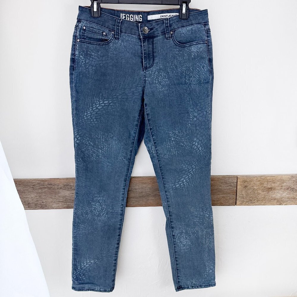 DKNY Denim Jeggings Snake Print‎ Blue 8